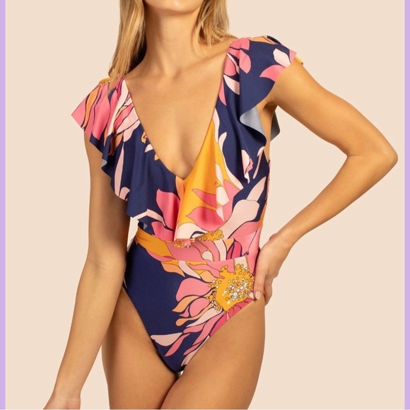 Trina Turk Other - NWT Trina Turk Breeze Ruffle Plunge One-Piece Swimsuit